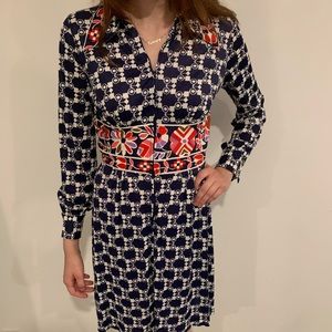Navy blue and white hippie dress